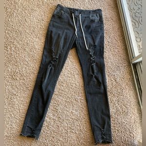 black jeans with drawstring medium fit